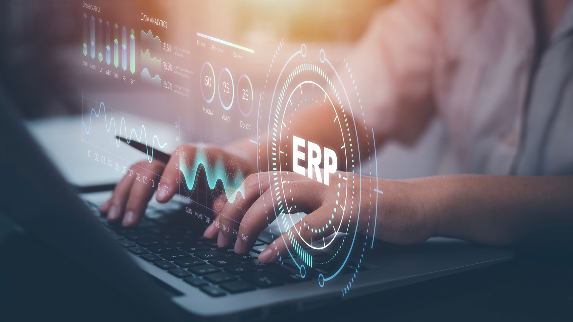 Company executive analyzes a data analytics dashboard, leveraging Jabil’s Procurement Services for informed sourcing decisions.